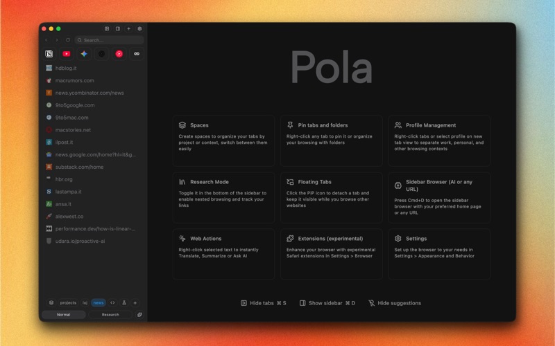 Pola Browser iPhone screenshot