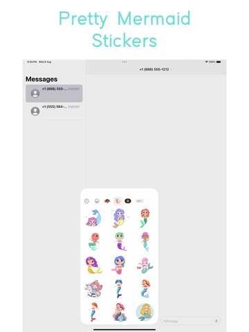 Pretty Mermaid Stickers iPad screenshot