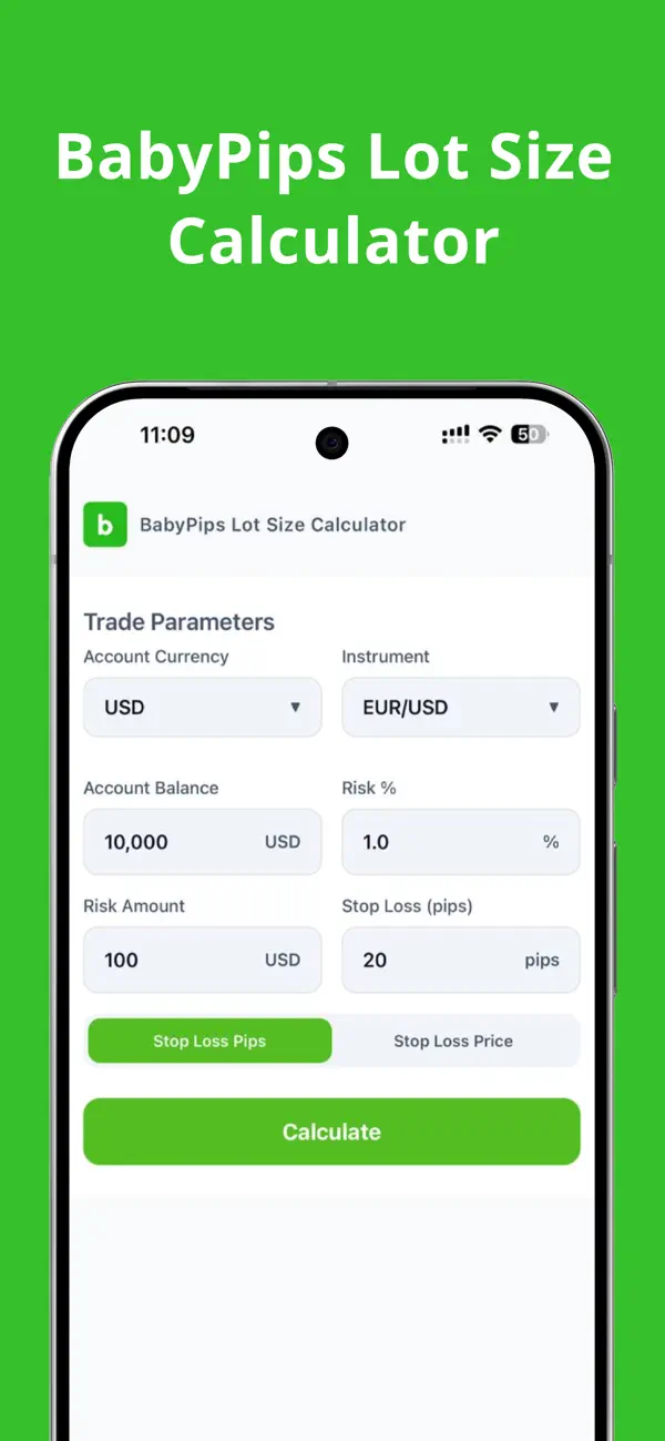 Screenshot #1 pour Babypips Lot Size Calculator