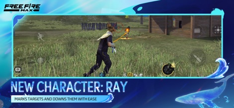 Free Fire MAX - 新キャラクター「Ray」が敵を正確にマークし、草木が生い茂る野外で巧みにターゲットを追跡して仕留める能力を披露します。