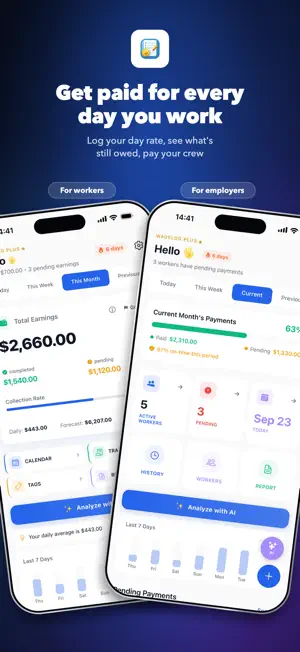 WageLog Plus: Work Log & Pay screenshot 1