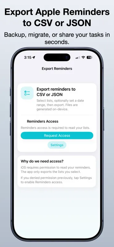 Export Reminders to CSV & JSON screenshot 2 of 5
