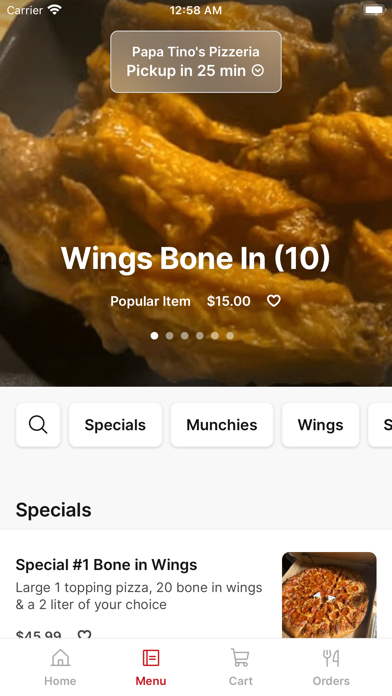 Papa Tino's Pizzeria To Go iPhone screenshot 2 - Food & Drink app