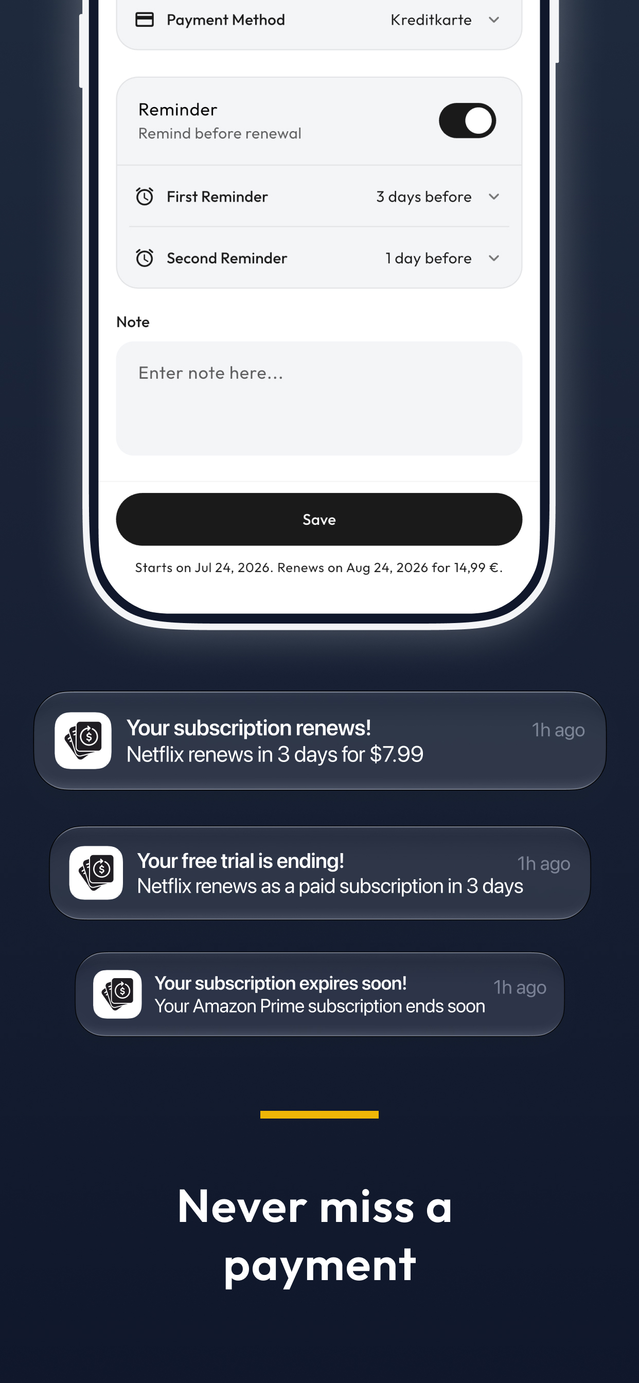 SubTrack: Subscription screenshot 2
