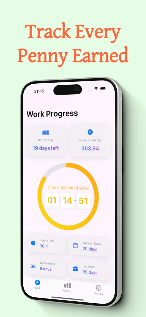 Screenshot #1 pour WageClock - 摸鱼时钟·薪资可视化工具
