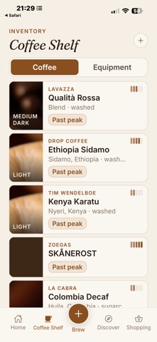 My Coffee Shelf iPhone screenshot