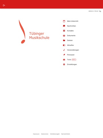Tübinger Musikschule iPad screenshot