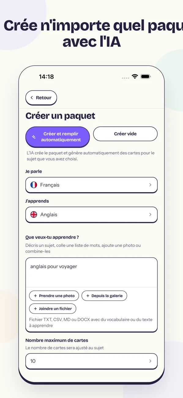 Screenshot #3 pour Vocards: Cartes de vocabulaire