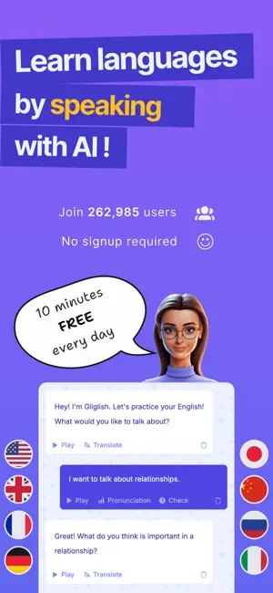 Gliglish: AI Language Tutor screenshot 1