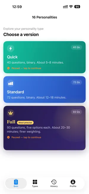 16 Personalities Quiz screenshot 1