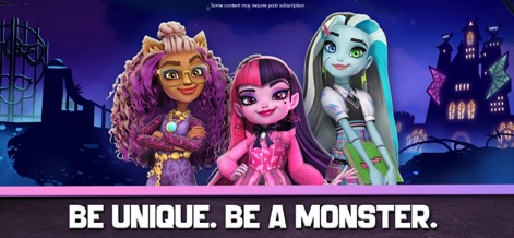 Monster High Fangtastic Life - The app encourages self-expression by featuring beloved Monster High characters like Clawdeen Wolf and a dramatic Monster High castle backdrop.