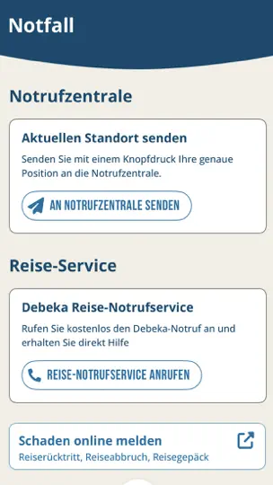 Screenshot von Debeka Auslands-SOS auf dem iPhone 3