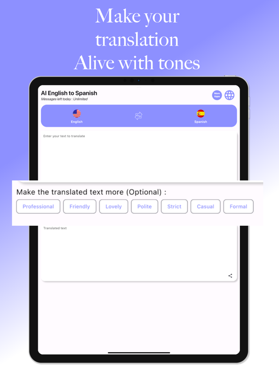 AI English-Spanish Translator iPad screenshot