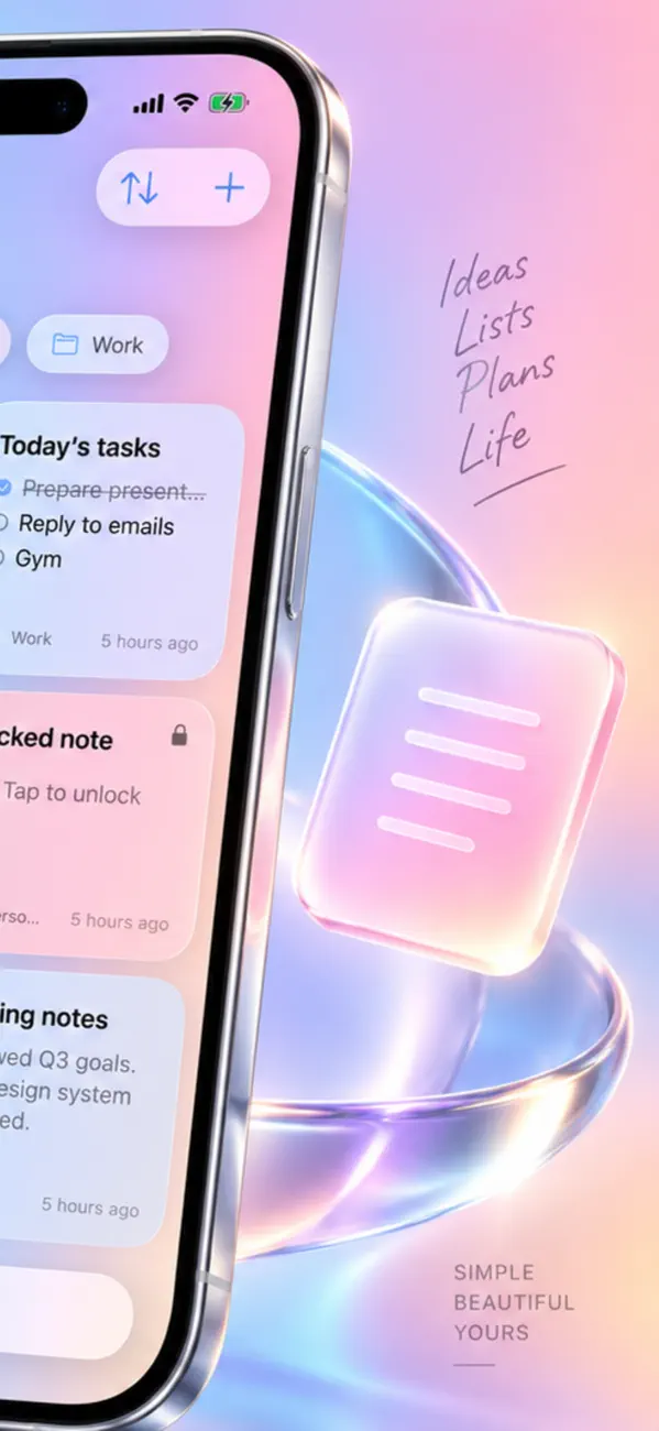 Glass Notes: Notes & Lists screenshot