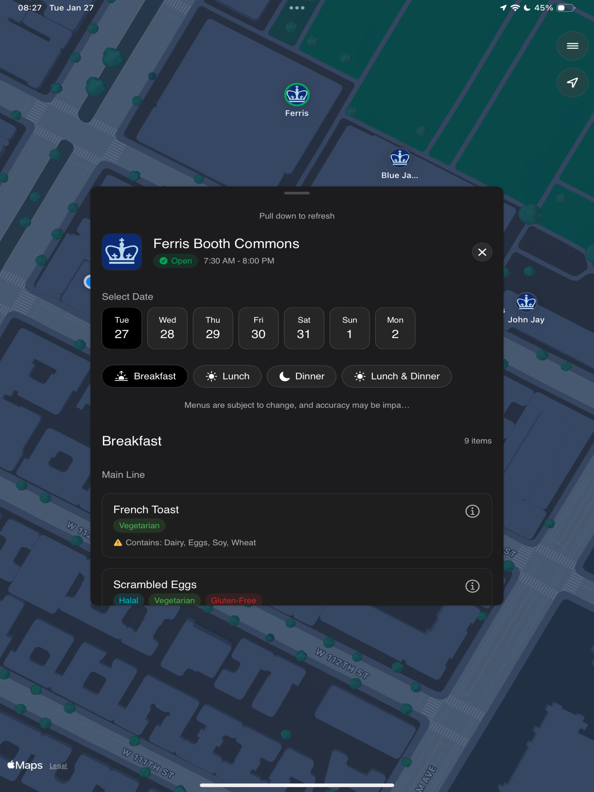 MorningsideMunch: Dining Halls screenshot 10