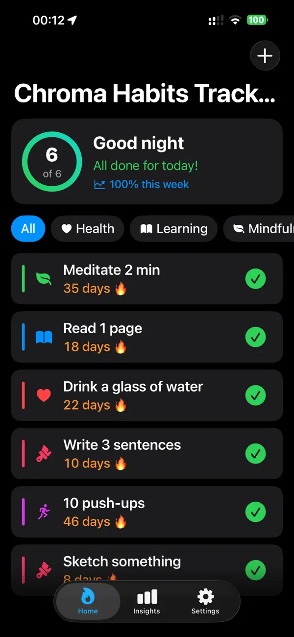 #1. Chroma Habits Tracker (iOS) Av: Gianfranco Antenucci