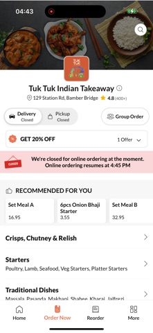 Tuk Tuk Indian Takeaway, screenshot