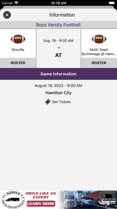 Oroville Tigers Athletics Screenshot