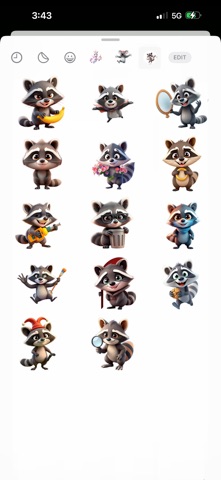 Mischievous Raccoon Stickers iPhone screenshot