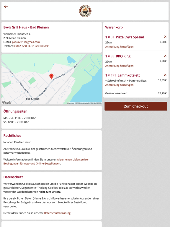 Evy’s Grill Haus Bad Kleinen iPad screenshot