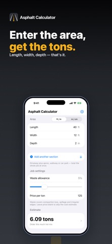 Asphalt Calculator: Paving Screenshot 2 of 3