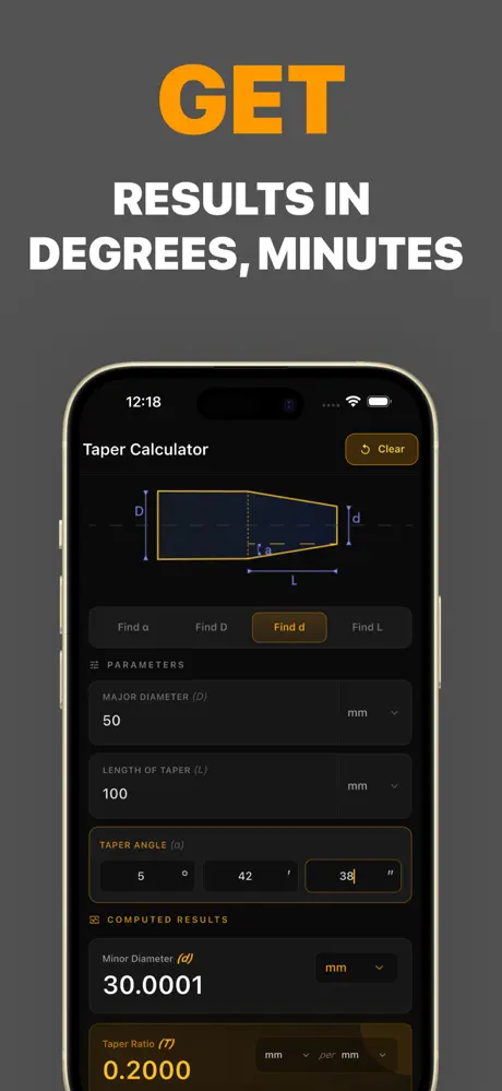 Taper Angle Calculator screenshot 4
