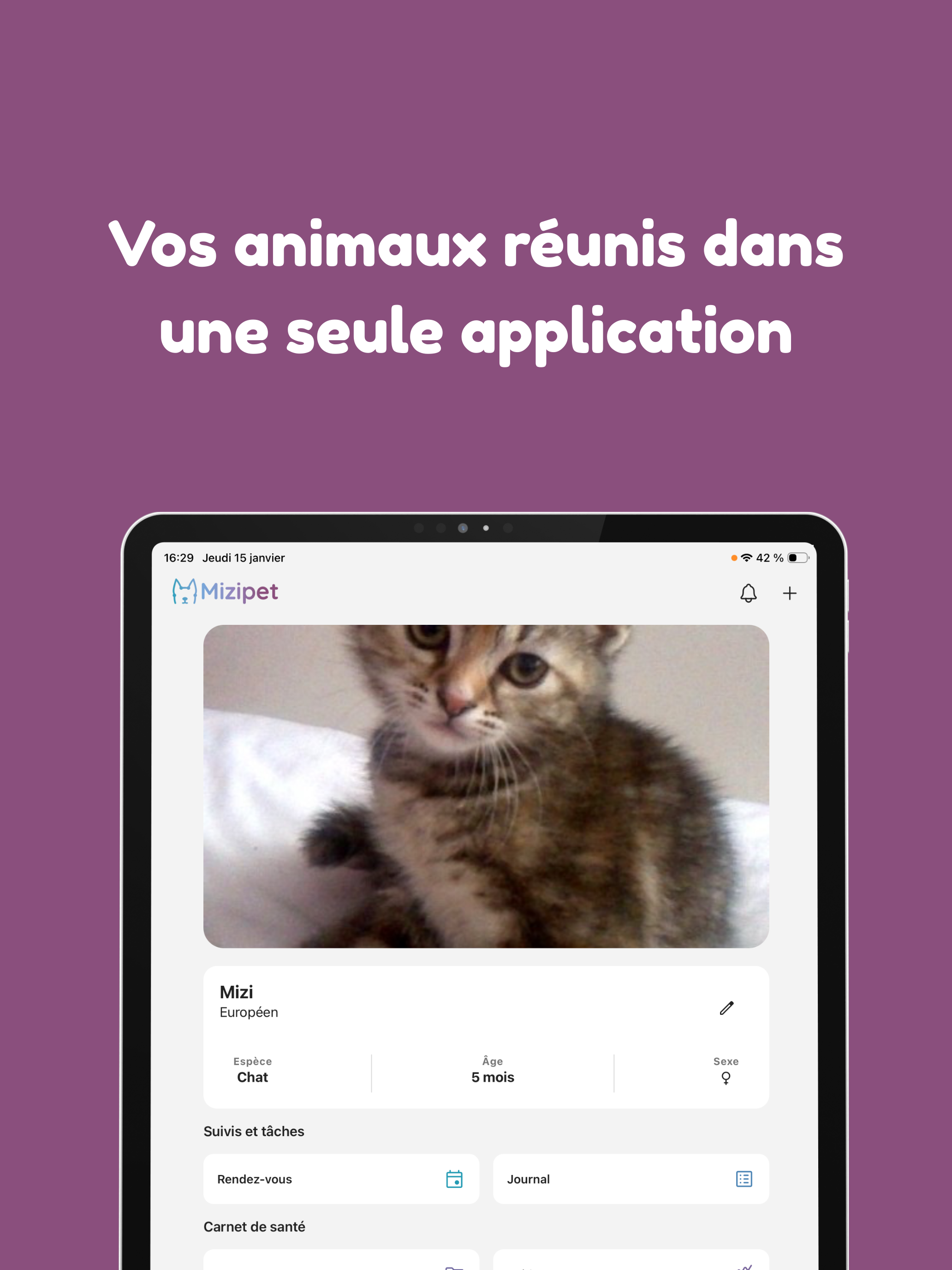 Mizipet - Suivi animal