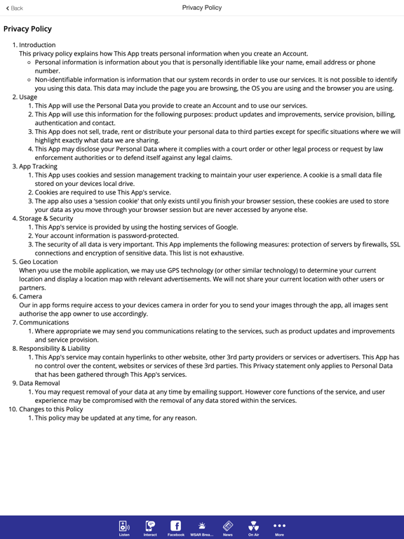 WSAR 1480AM 95.9FM iPad screenshot 5 - News app