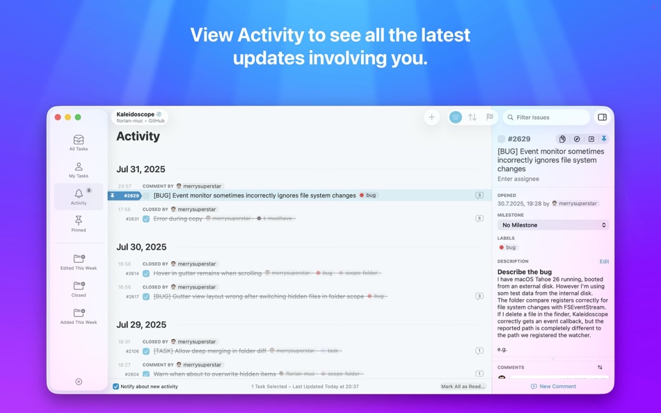 #5. Taska for GitHub/GitLab Issues (macOS) 게시자: Leitmotif GmbH