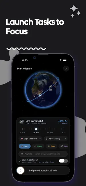 Orbital Focus 집중 로켓 타이머 iPhone screenshot 1