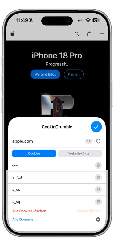 CookieCrumble für Safari screenshot 2 of 7