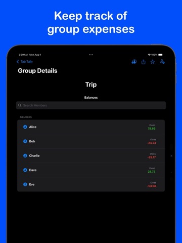 Tab Tally - Split Group Bills iPad screenshot