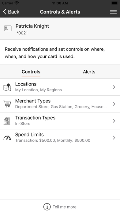 Hiawatha Card Control Screenshot