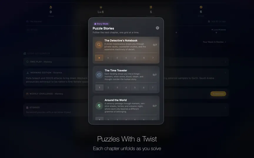 Скриншот NowClue – Crossword Reimagined на iPhone 7