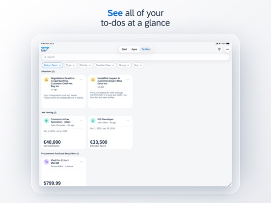 SAP Mobile Start iPad screenshot 4 - Business app