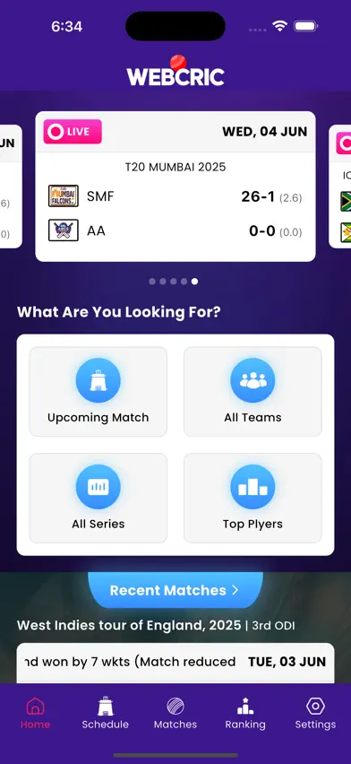 WebCric – Live Cricket HD screenshot 1