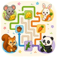Animal Food Chase: Maze Puzzle