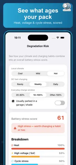 Скриншот EV Battery Health By ChatStick на iPhone 4