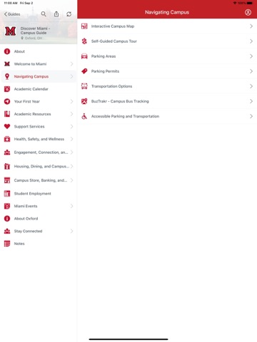 Miami University Events iPad screenshot