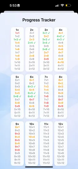 Скриншот Multiplication Math Facts на iPhone 3