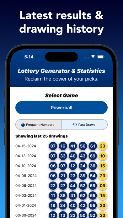 Lottery Generator & Statistics Screenshot
