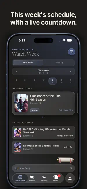 Rexy: Anime Tracker & Schedule screenshot 1
