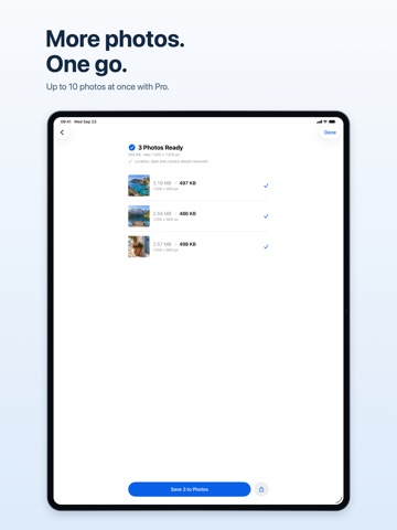 Ready to Upload: Photo Resize iPad screenshot