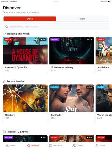 Flock - Watchlist Sharing App iPad screenshot 2 - Entertainment app