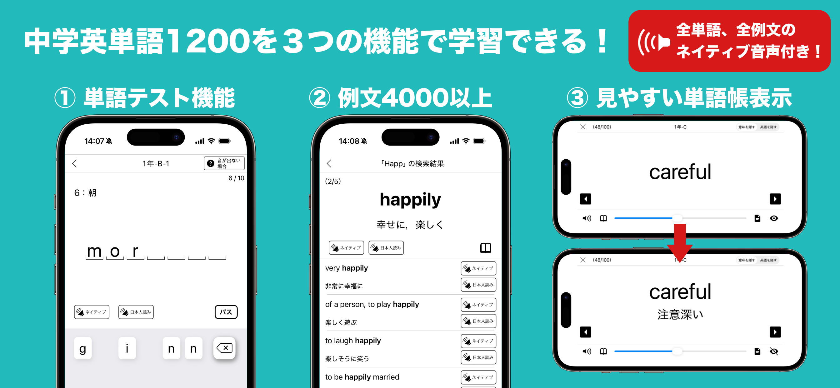 発音とタッチで覚える中学英単語1200