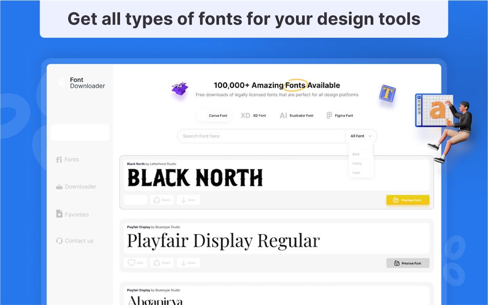 #2. Font book: 3000+ Font Manager (macOS) 由: Shafia Rana