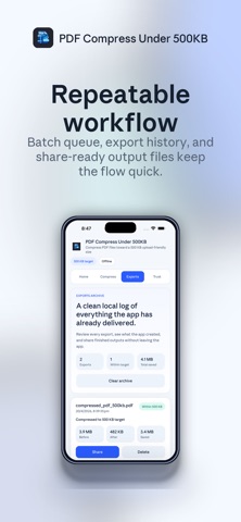 PDF Compress Under 500KB iPhone screenshot
