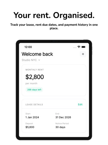 RentLog: Rent Payment Tracker iPad screenshot