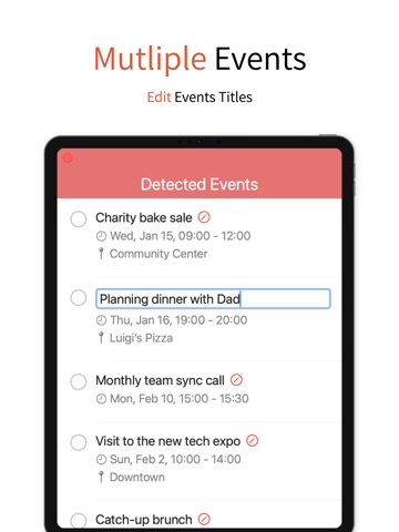 Text 2 Calendar iPad screenshot