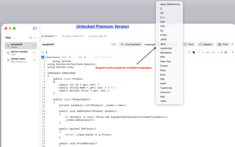 Clarity Code Edit screenshot